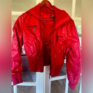 Red pleather jacket, junior XL or fits like a women’s small